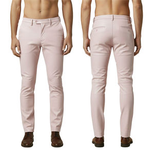 Pantalones de hombre color burdeos con revestimiento de PU, corte recto, frente liso, cierre de botón, lavado a la piedra, estilo moto, cintura alta, bolsillos laterales - Product Image 6