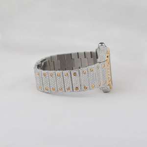 Montre Hip Hop de Luxe pour Homme en Acier Inoxydable Personnalisée, Boîtier Carré, Sertie de Diamants Moissanite Ronds, Style Antique, Cadran en Verre - Product Image 4