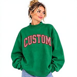 1. Sweat-shirt universitaire à carreaux pour femme, col montant personnalisé, OEM ODM, fabricant de marque privée pour les jours de match universitaires - Product Image 4