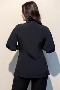 เสื้อเชิ้ต SIENNA Black Moss Crepe พรีเมียมและหรูหราสำหรับผู้หญิง ซื้อโดยตรงจากซัพพลายเออร์ - Product Image 3