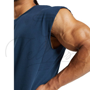 Camisetas sin mangas personalizadas con logotipo para hombre, transpirables, de secado rápido, cuello redondo, informales, para entrenamiento, 100% algodón, ajuste holgado, para gimnasio, sin mangas, para musculación - Product Image 4