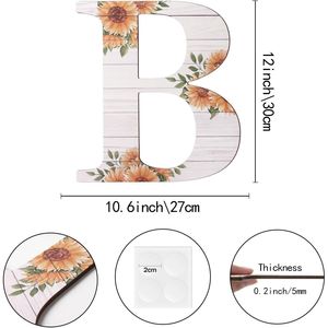 Grandi Lettere in Legno Rustico da 12 Pollici, Lettere Decorative a Forma di Girasole per Decorazione Murale Domestica - Product Image 3