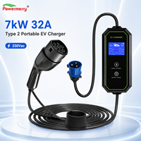 Chargeur EV portable 7kW 32A Type 2 230Vac avec prise de courant personnalisée pour les besoins de charge à domicile, au garage, en voyage et en cas d'urgence en Europe