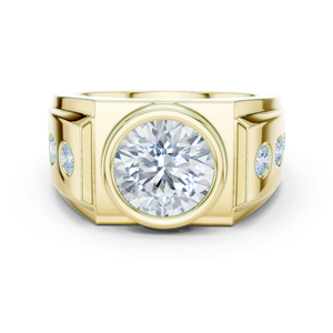 Anillo de Oro Amarillo de 10K con Diamante Cultivado en Laboratorio, Anillo de Prestigio con Diamantes en Racimo Cuadrado, Anillo de Diamantes con Forma de Corona, Anillo de Diamantes con Halo Imperial - Product Image 5