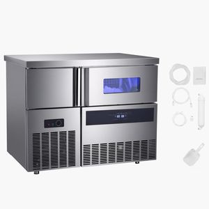 Macchina Professionale per Ghiaccio in Acciaio Inox, Produzione 330 Libbre/24H, Capacità di Stoccaggio 88 Libbre, 144 Cubetti/Ciclo, Autopulente, Nuova 500kg - Product Image 1