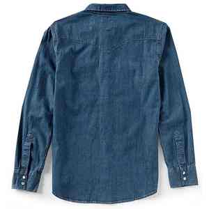 Chemise en jean pour homme, col montant, personnalisable, décontractée, printemps, manches longues, chemise en jean noire, haute qualité, service OEM - Product Image 2