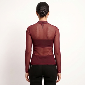T-shirt transparent en maille légère pour femme, style sexy et tendance, à manches longues, pour club - Product Image 2
