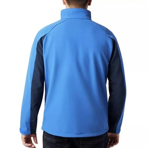 Men's Color Blocked Soft Shell <b>Jacket</b> Zip Fly Regular Fit Windproof Outdoor Wear Blue Navy Polyester Material - Product Image 2