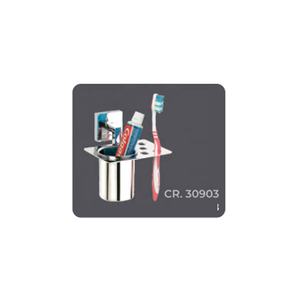 Support de porte-brosse à dents durable en acier inoxydable avec finition nickelée pour brosse à dents et dentifrice - Product Image 3