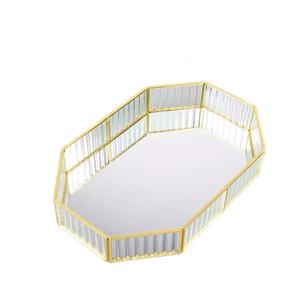 Gold Plated Leaf Decorative <b>Trays</b> Set Contemporary <b>Plant</b> Design Irregular Shape Multi-piece Package - Product Image 3