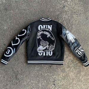 Wool Body Genuine Leather Sleeves Stand Front Waterproof Winter Wear <b>Smart</b> Stylish College Baseball <b>jacket</b> for men - Product Image 5