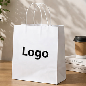 ถุงกระดาษคราฟท์ย่อยสลายได้แบบกำหนดเองพร้อมหูหิ้วแบบบิดเกลียว สีน้ำตาลหรือสีขาว สวยงาม เหมาะสำหรับของขวัญ การจัดส่ง หรือร้านอาหาร - Product Image 2