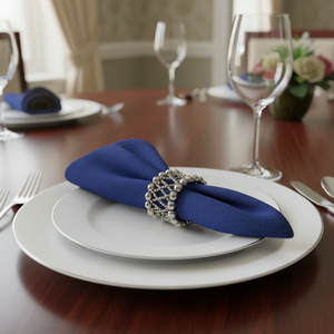 Anneaux de serviette perlés de style bijoux de luxe |   Porte-serviettes en maille de cristal |   Décoration élégante pour table de réception de mariage - Product Image 4