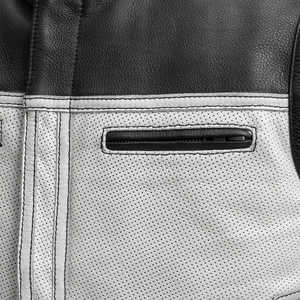 Chaleco de Cuero Perforado Bicolor para Hombre, Estilo Lowrider, Color Blanco - Product Image 4