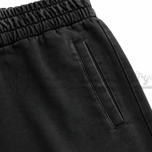Pantalon de survêtement décontracté noir pour homme, taille élastique, poches latérales, coupe droite, léger, tissé, 100 % coton, écologique, respirant - Product Image 6