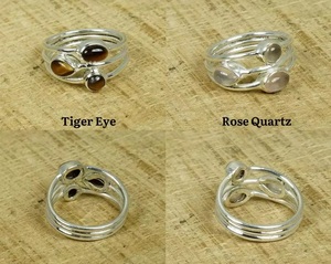 925 Sterling Silver Natural Gemstone Designer <b>Ring</b> Moonstone Onyx <b>Tiger</b> <b>Eye</b> Chalcedony Turquoise Amethyst Handmade Jewelry - Product Image 6