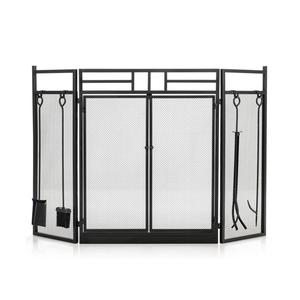 Nueva Tendencia: Protector de Chimenea de Panel Único Pequeño y Plano con Marco de Hierro Forjado y Soporte Metálico - Product Image 2