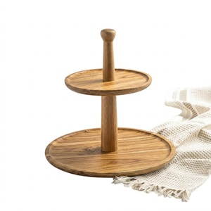 Handcrafted 2-Tier Natural Mango Wood Cake Stand Eco-Friendly Rustic Round Cupcake & Dessert Display Stand For Weddings & Party - Product Image 4
