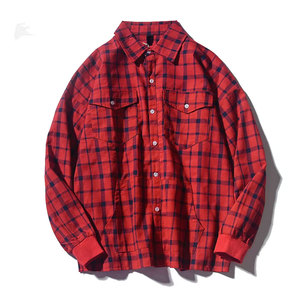 Chemise en flanelle à carreaux surdimensionnée à manches longues, style vintage et épaules tombantes, pour homme, décontractée, streetwear, détente - Product Image 2