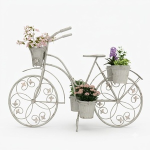 Vintage Wrought Iron Bicycle Plant Stand 3-Tier <b>Epoxy</b> Coated <b>Metal</b> Flower Pot Holder for Outdoor Garden Decor - Product Image 1