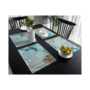 Marble Recycled Cotton Jacquard 260GSM Square <b>Table</b> Mat Soft Eco Finish Indian Made Certified Sustainable Wholesale Supply - Product Image 1