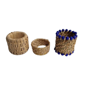 Lot d'anneaux de serviette tressés écologiques faits à la main en coton et rotin de qualité supérieure pour la décoration de table, mariages, fêtes, événements à domicile, vente en gros - Product Image 6
