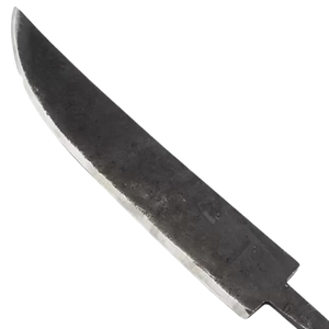 Lame de couteau en acier au carbone noir avec bord de coupe argenté, lame incurvée et pointue, et queue allongée pour la fabrication de manches personnalisés - Product Image 4
