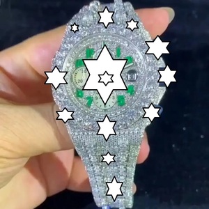 Reloj de Lujo para Hombre de Acero Inoxidable con Brazalete de Moissanita, Cronógrafo, Movimiento de Cuarzo Analógico, Esfera de Zafiro - Product Image 1