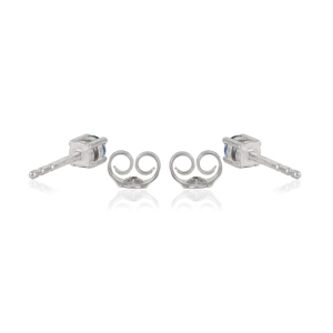 Dainty 925 Sterling <b>Silver</b> Round Cut Natural Blue Sapphire September Birthstone Daily Wear Tiny <b>Stud</b> <b>Earrings</b> - Product Image 6
