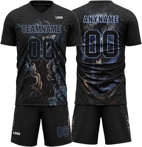 Ensemble de maillots de football personnalisables pour hommes, col en V, manches courtes, respirant, anti-humidité, polyester/coton, grande taille, sangle réglable - Product Image 1