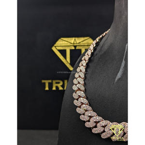 Collar de cadena cubana de diseño con piedras de diamante moissanita, joyería hip hop para hombres y mujeres de Trisha Jewels - Product Image 6