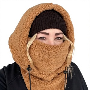 Cagoule personnalisée en polaire pelucheuse pour l'hiver, masque cache-cou chaud pour le ski en extérieur avec cordon de serrage - Product Image 3