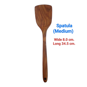 Spatule en bois de teck de taille moyenne, ustensile de cuisine 100% écologique, la plus durable, légère, sans danger pour les aliments, fabriquée en Thaïlande - Product Image 2