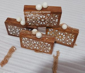 Bolso de mano de mosaico de lujo hecho a mano, bolso de mano indio único de madera y nácar Vintage con patrón de lazo, regalo especial para ella - Product Image 4