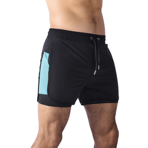 OEM Contrasting Color Custom Breathable <b>Mid</b> Waist Short Shorts for Men Training Quick Dry Fitness Running Double <b>Layer</b> Worsted - Product Image 4