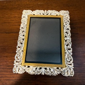 Ornate Metal Silver & Gold Trim Rectangle Metal Photo Frame Vertical Decorative Home <b>Wall</b> Art - Product Image 6