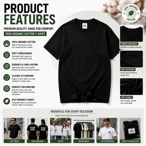 190G Organic Cotton <b>T</b> Shirt Men Blank Regular Fit Custom Logo Plain <b>T</b>-Shirt Screen Print OEM ODM Casual Tee - Product Image 2