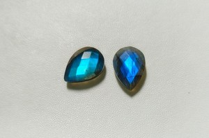 Pear Briolette Labradorite Cabochon Blue <b>Fire</b> Faceted Crystal Loose <b>Gem</b> Pair For Handmade Pendant Jewelry 13x18mm - Product Image 2