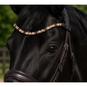 HM Global Premium Elegant U Shaped Multi Color 10 mm Arena Crystal Handmade Horse Browband Luxury Riding Tack - Product Image 2