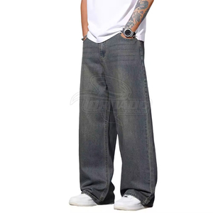 High Quality Cotton Spandex Baggy <b>Jeans</b> for Men 14 oz Dark Blue Denim Straight Loose Stone Washed Vintage Streetwear Hip Hop - Product Image 4