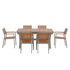 Set da Pranzo per Esterni U_Style Flessibile e Pratico, Include Sei Sedie e un Tavolo Estensibile da 62.9-82.6 Pollici per Uso in Giardino - Product Image 4