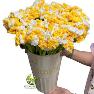 Tige de fleur au crochet personnalisée, branche florale rose artificielle faite à la main pour la décoration de mariage, la décoration de chambre d'enfant, l'arrangement de cadeaux - Product Image 5