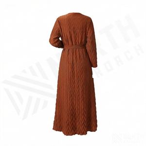 2025 OEM Kimono Abaya pour femmes musulmanes, en tissu polyester épais, doux et très extensible, col en V, manches longues, pour fêtes, Ramadan, mariages - Product Image 2