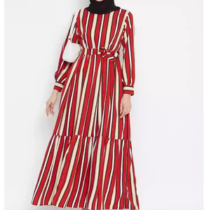 Stripes Color block Abaya Printed Design Fancy Kaftan Abaya Stylish Borka Comfortable Breathable Abayas <b>for</b> Womens Wholesale - Product Image 1