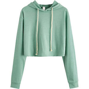 Sweat-shirt à capuche court en coton pour femme, avec capuche réglable, respirant, décontracté, pour tous les jours - Product Image 1