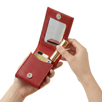 Trousse de Maquillage en Cuir PU, Miroir Compact, Résistante à l'Eau, Sac à Rouge à Lèvres, Organisateur d'Outils de Beauté pour Femme, Couleur Personnalisable