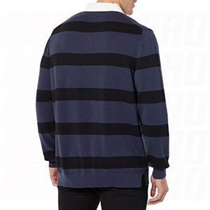 Vente en gros, fabrication sur mesure, logo personnalisé, respirant, séchage rapide, tissu lourd, 100% polyester, grande taille, maillot de rugby unisexe, manches longues, rayé - Product Image 2