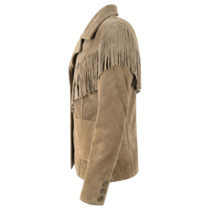 Custom 100% Premium Beige Cow Suede Leather Fringed Coat <b>Women</b>’s Western Fringes <b>Jacket</b> Western Boho Blazer Style Suede Coat - Product Image 2