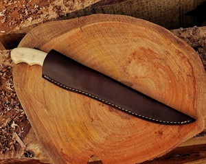 Custom Handmade Forged Ambidextrous Modern Fillet <b>Knife</b> 8-9.9in Damascus Steel <b>Bone</b>+wood+resin <b>Handle</b> Leather - Product Image 6