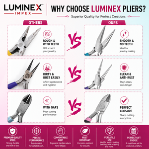LUMINEX IMPEX <b>Long</b> <b>Nose</b> Stainless Steel Lightweight Jewelry Making Pliers for Bracelet Making DIY Polishing with Smooth Work - Product Image 2